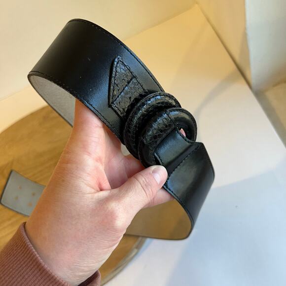 Vintage 80s Christian Dior Black Genuine Leather Wrap Belt Size M/L - Picture 12 of 13